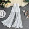 Women's Summer Wide-leg Pants Ruffled Fishtail Flared Pants Stretch Waist Pleated Western Style Trousers