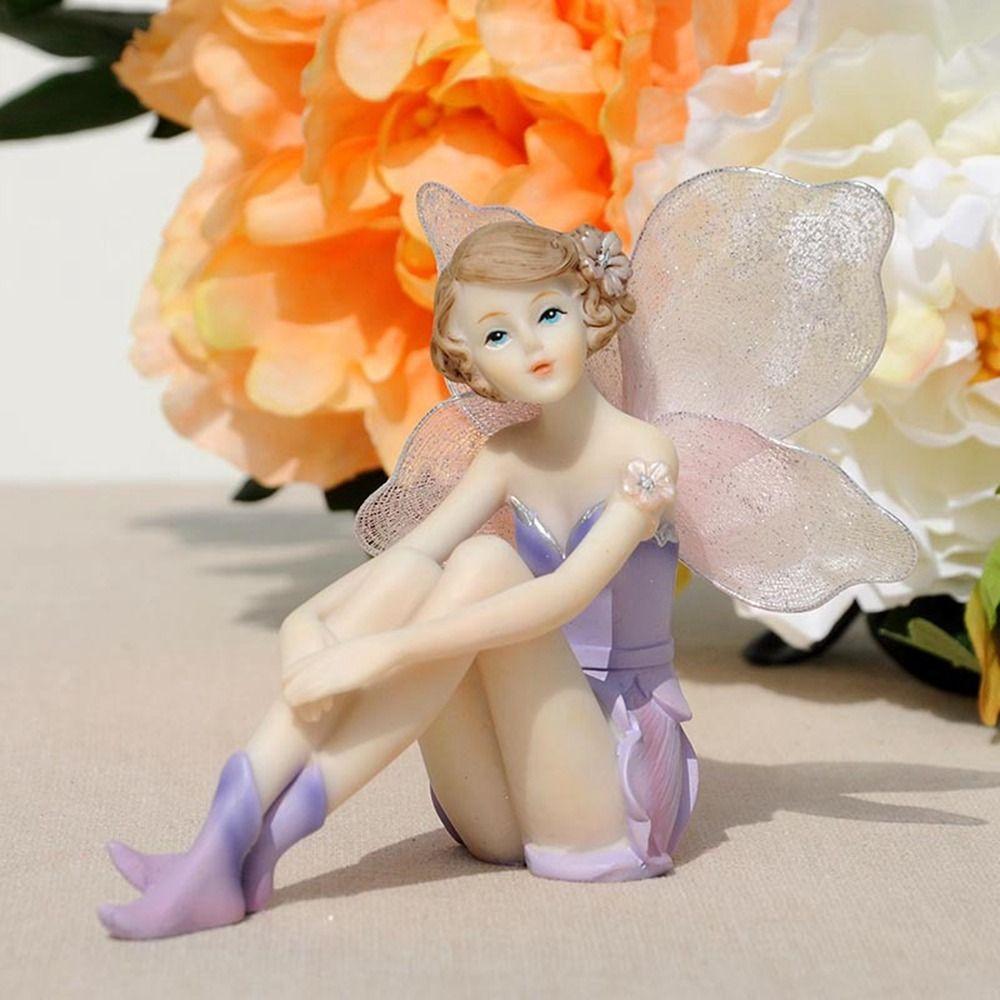 Purple Fairy Girl Miniature Winged Angel Flying Miniature Gift Flower Fairy Figurine  Desktop