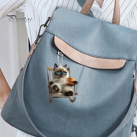 Кресло-качалка, подвесное украшение в виде кота, домашняя рождественская елка, зеркало заднего вида автомобиля, 2D, плоский акриловый котенок, подвесное украшение, мультяшное животное, кулон