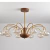 American Retro Walnut and Glass Chandelier for Living Room
