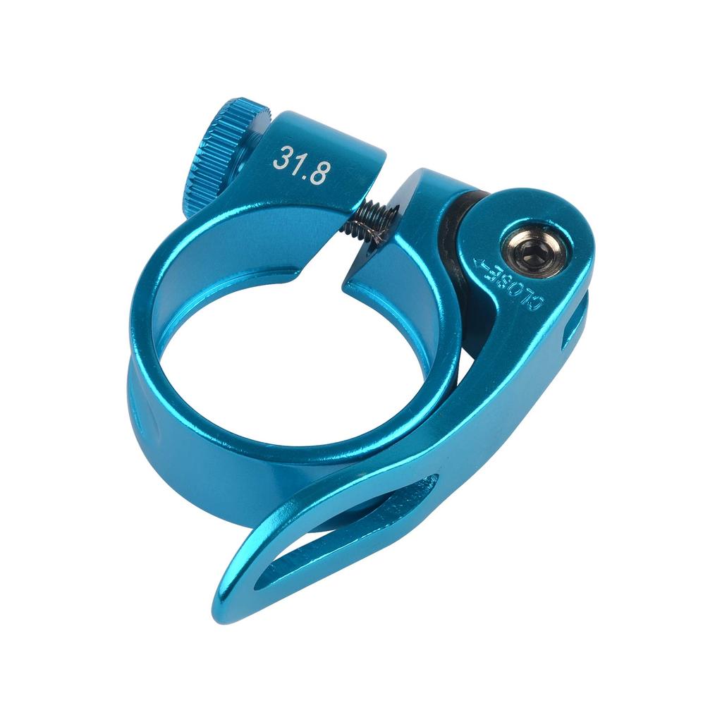 Ruifu Зажим подседельного штыря из алюминиевого сплава, легкий, с быстросъемным механизмом, простая установка, 31.8 34.9 мм (Синий, 31,8 мм)