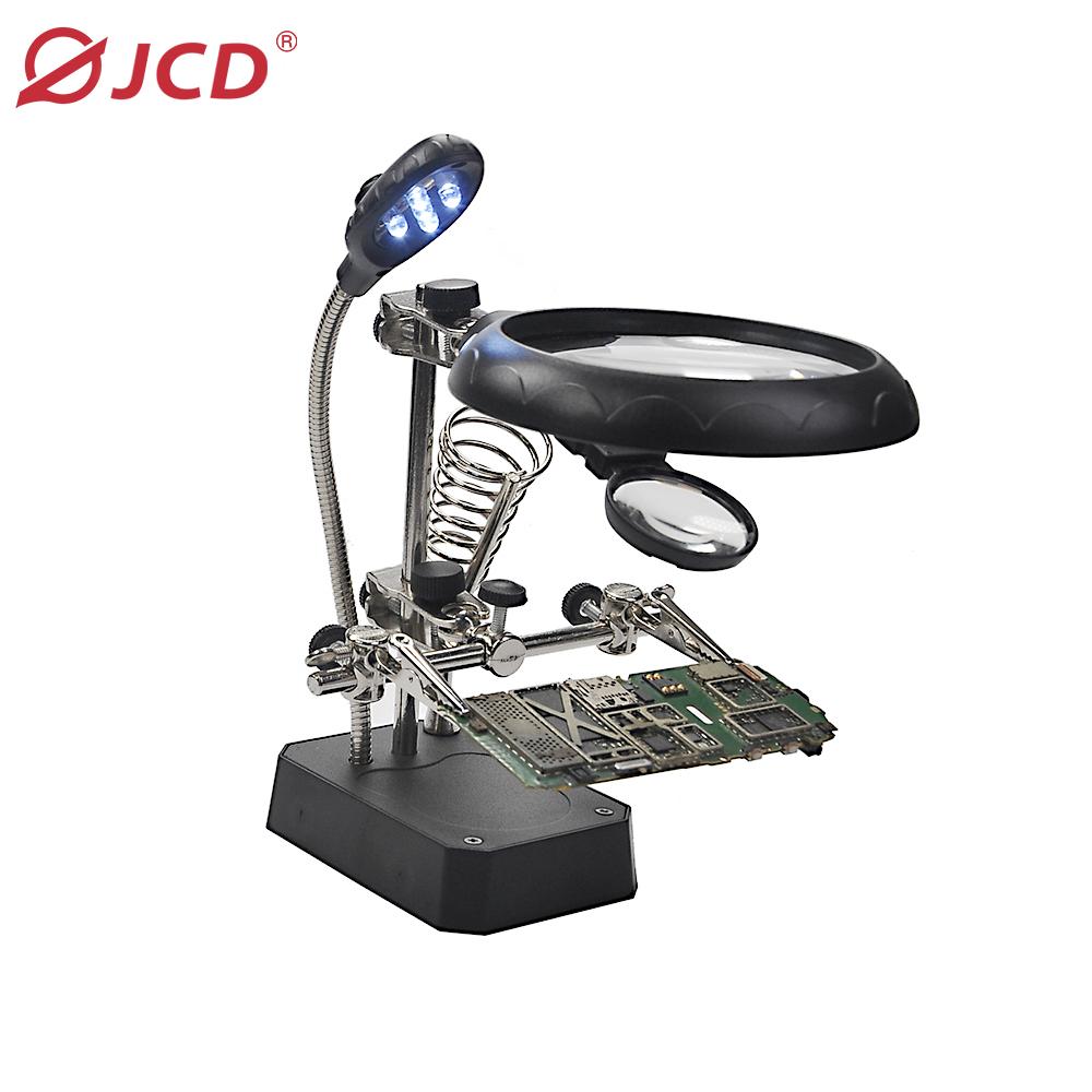 Welding Magnifying Glass Clamp 5 LED Auxiliary Clip Magnifier Hand Soldering Solder Iron Stand Holder Station Repair Tools