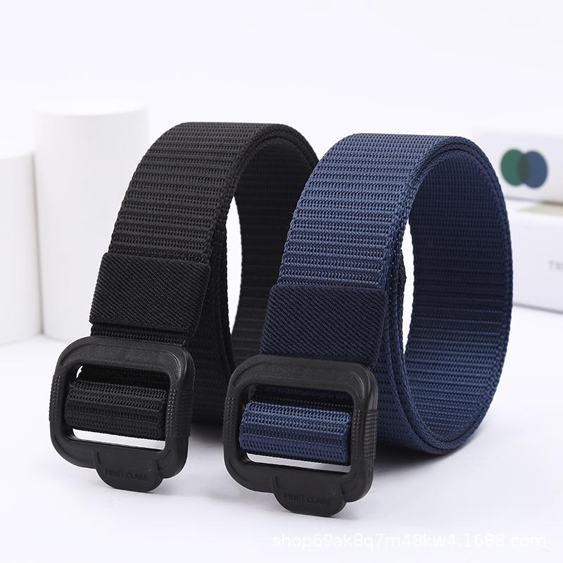 Unisex Tactical Canvas Nylon Belt with Plastic Buckle - Casual Style for Outdoor Wear