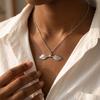 Stainless Steel Geometric Leaf Pendant Necklace for Women Trendy Gold Color Texture Choker Necklace Unique Jewelry Accessories