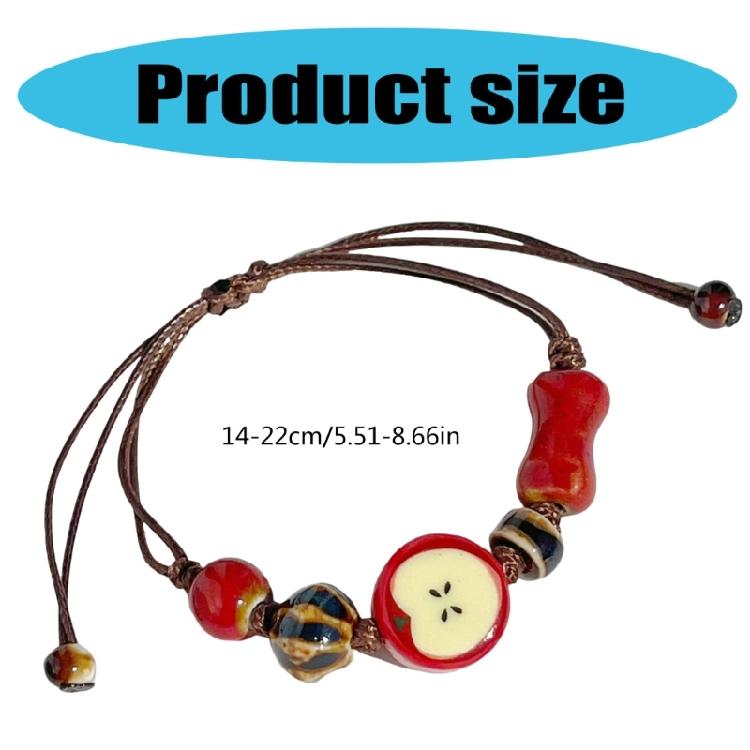 Модный Керамический Браслет-Косичка с Яблоками Уникальный Браслет с Подвесками Художественные Наручные Аксессуары для Любого Случая