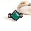 Square Design Natural Green Agate Real Gemstone Ring Elegant and Noble 925 Sterling Silver Fine Jewelry for Women Birthday Gift