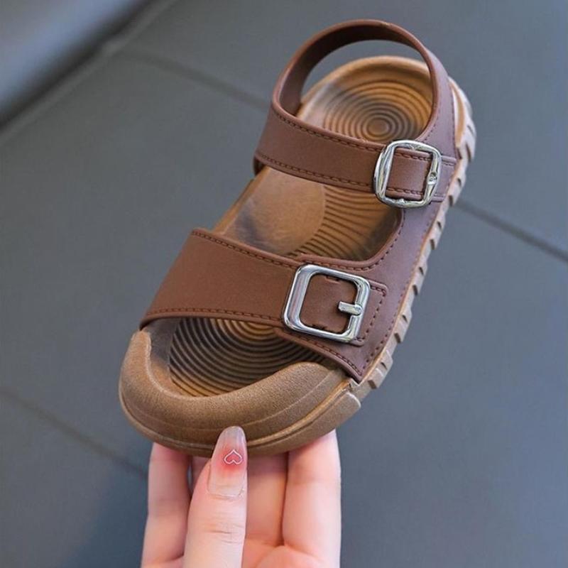 Летние новые детские сандалии модные сандалии в студенческом стиле для мальчиков и девочек с мягкой подошвой простые однотонные детские сандалии с защитой от ударов