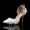 Fashion White Flower High Heel Pointed Sandals Women's Single Shoes Wedding Shoes Bride Designer Elegant Zapatos De Mujer High Heels 43