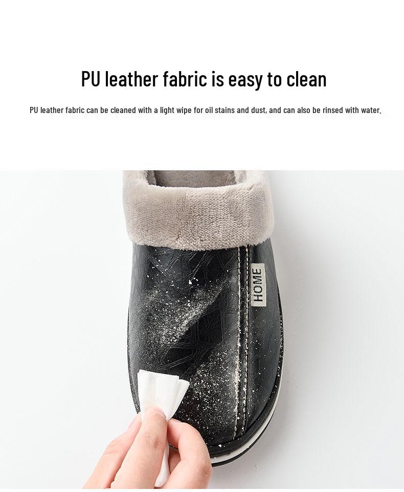 Мужские водонепроницаемые хлопковые тапочки очень большого размера - Зимняя домашняя нескользящая теплая обувь