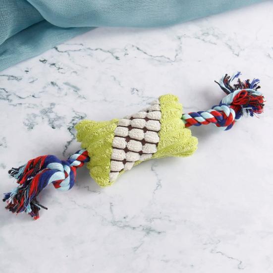 Plush Candy Dog Toy Interactive Chew Toy Rope Squeaky Stuffed Knot Puppy Tug of War Toy