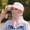 Printing Tea Picking Hat UV Protection Neck Protection Hat Portable Sunshade Shawl Cap  Hiking