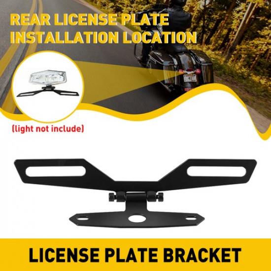 Folding License Motorcycle Plate Holder Rear Tail Light Bracket Mount Adjustable