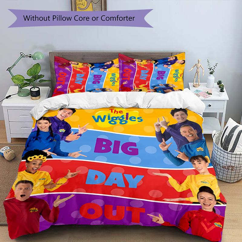 3 шт. Постельное белье с рисунком The Wiggles, комплект пододеяльника включает пододеяльник и наволочки, идеальное украшение спальни и подарок на все сезоны