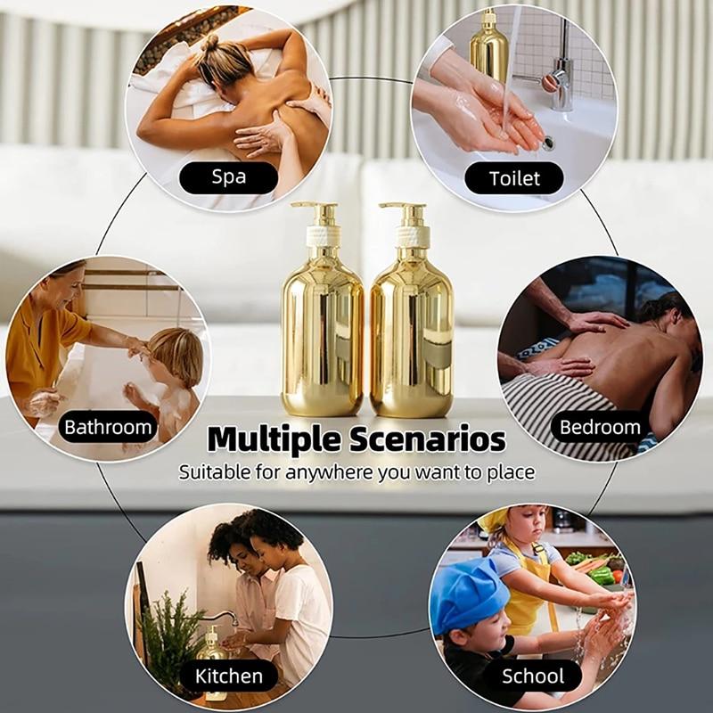 Electroplating Shampoo Bottle PET Press Type Lotion Empty Bottle Bathroom Shower Gel Large-Capacity Soap Dispenser