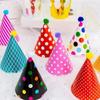 Polka Dot Birthday Party Hats Colorful Paper Birthday Hat Set DIY Handmade with Pom Poms Baby Birthday Headband Baby Shower