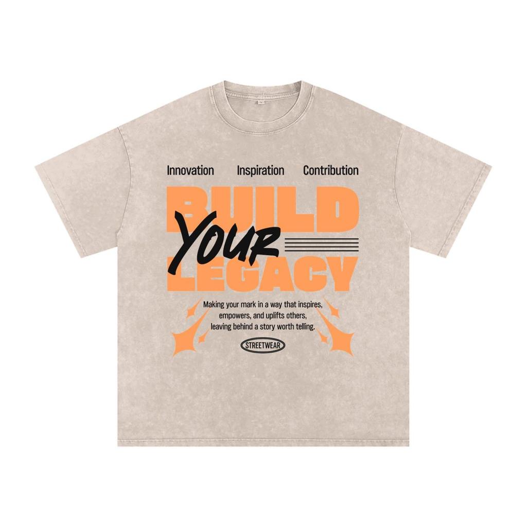 Build Your Legacy | Snow Washed Oversized Cotton T-Shirt and kids shirt