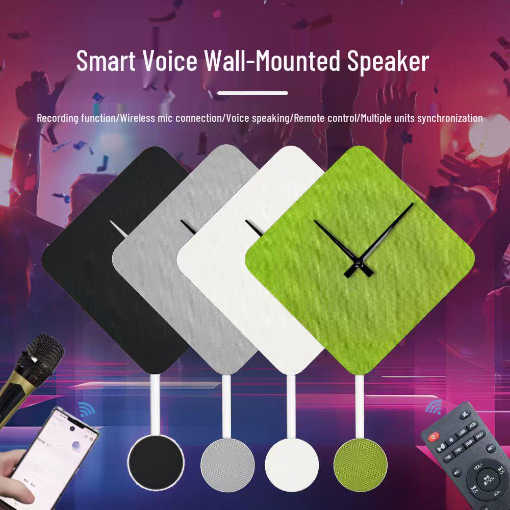 Smart Wireless Wall Clock: Bluetooth Speaker with Voice Broadcast, Remote Control, and Recording.