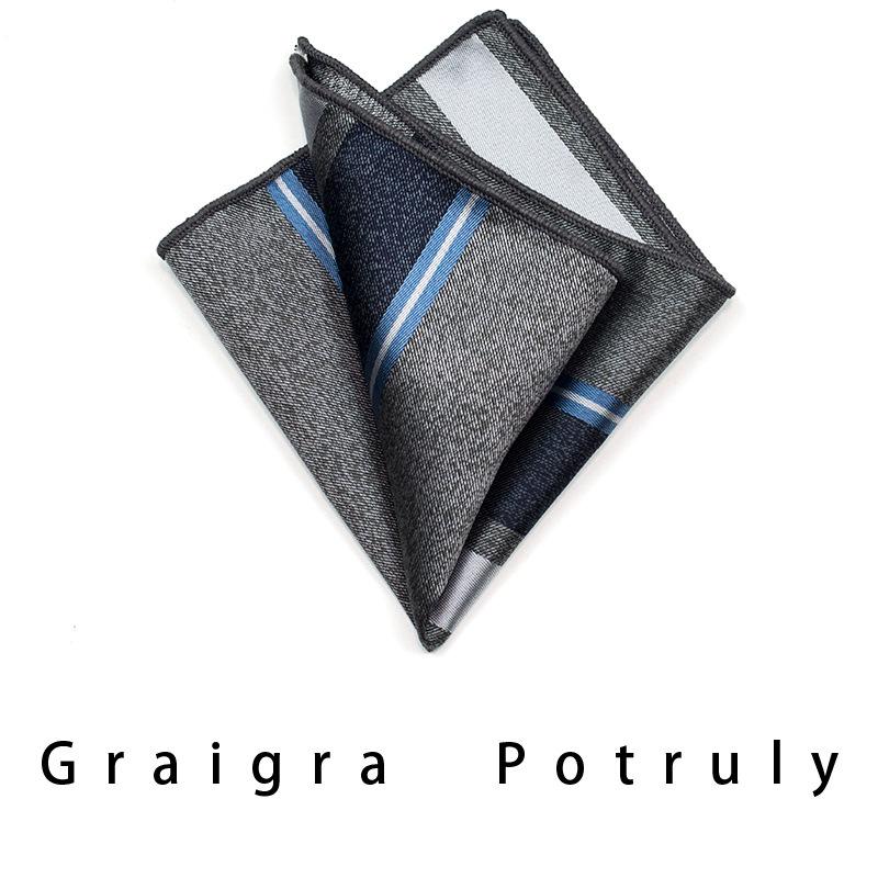 Italian Style Tie Men'S Formal Wear Business Striped Retro Gray Coffee Suit Shirt Pocket Towel Suit