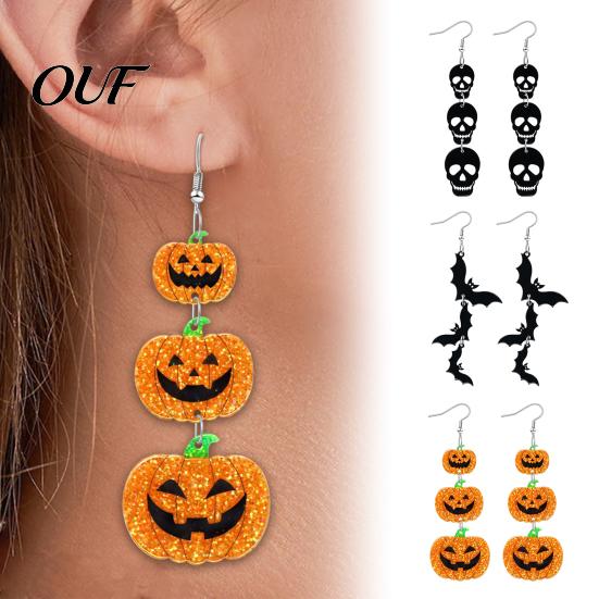 Fashionable Lightweight Earrings for Women 1 Pair Halloween Women, Acrylic Gothic Dangle Earrings, Theme Jewelry Friends Spooky Bat Pumpkin
