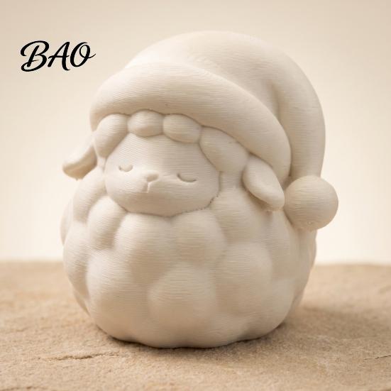 Versatile Office Desk Accessories 3D Printed Good Night Sheep Figurine, Cute Sleepy Lamb Statue with Charming Bedroom Ornaments Santa Hat, DIY