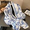 Print Satin Silk Scarf Hijab Women Bandana 90*180CM Headscarves Neckerchief Ladies Muffler Shawl Wrap Foulard Headband