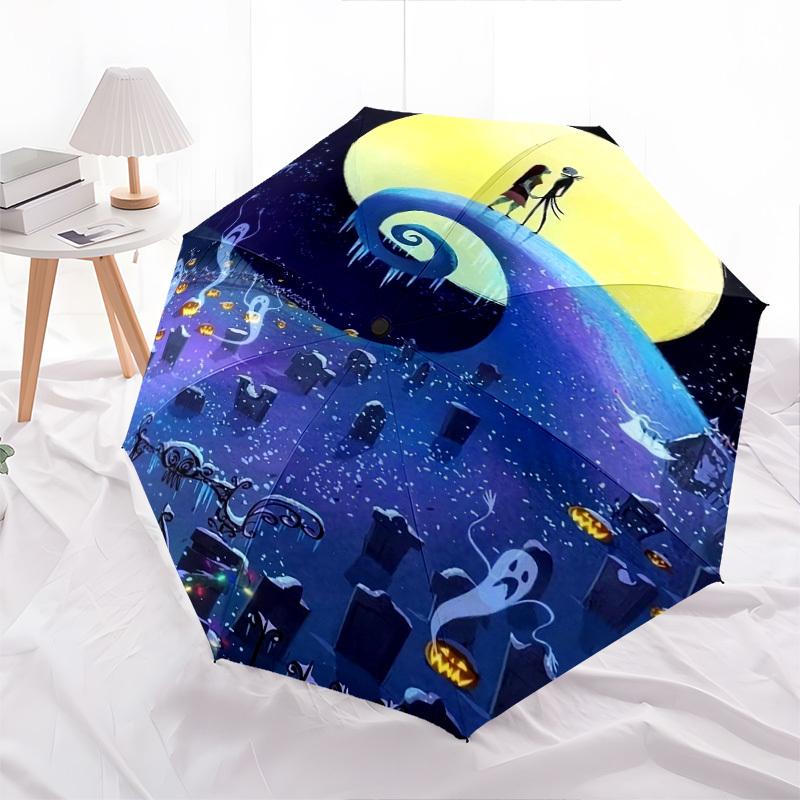 Nightmare Before Christmas, Jack Skellington Themed Automatic Opening and Closing Umbrella, Brightly Colored 8-rib Portable Umbrella, Suitable for Men