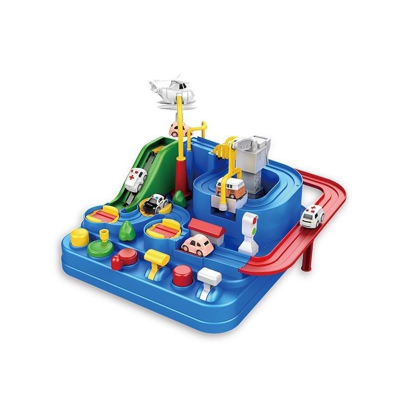 Multi-Functional Interactive Adventure Track Set: 4 Toy Cars with Multiple Play Stations