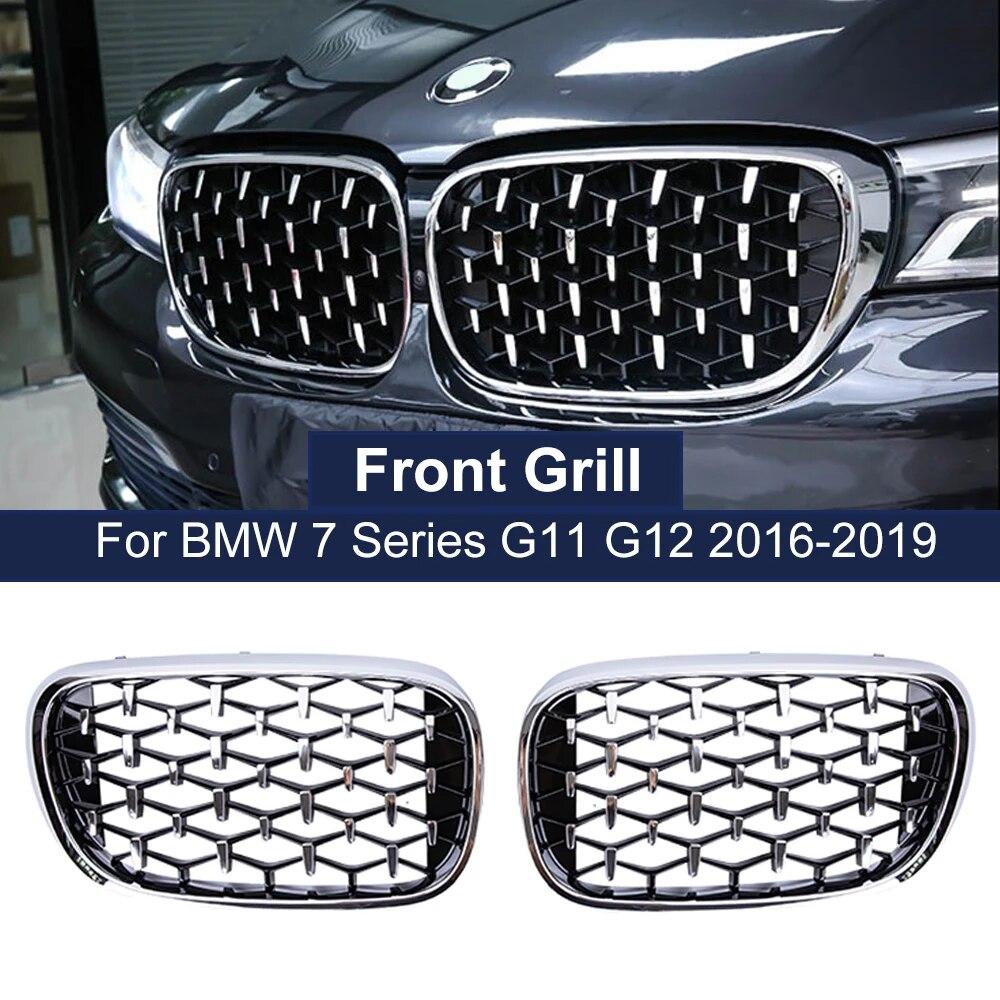 Car ABS Diamond Kidney Grill Racing Grilles For BMW 7 G11 G12 730i 740i 750i 740e 725d 730d 2016- Bumper Grills Replacement
