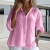 Женская рубашка с лацканами, длинным рукавом, пуговицами, планкой, однотонная, свободного кроя, средней длины, повседневная рубашка