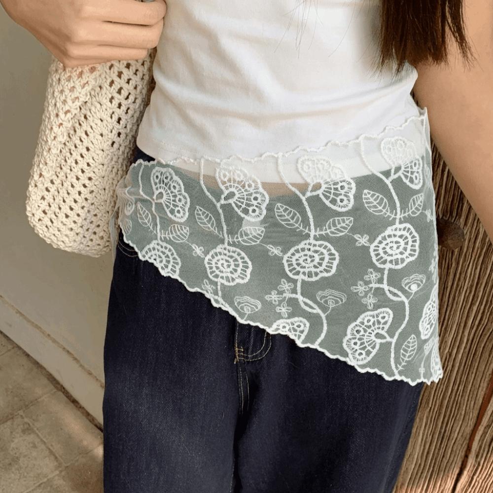 White Lace Triangle Belt Elegant Belted Overlap Scarf Niche Korean Lace Apron  Party