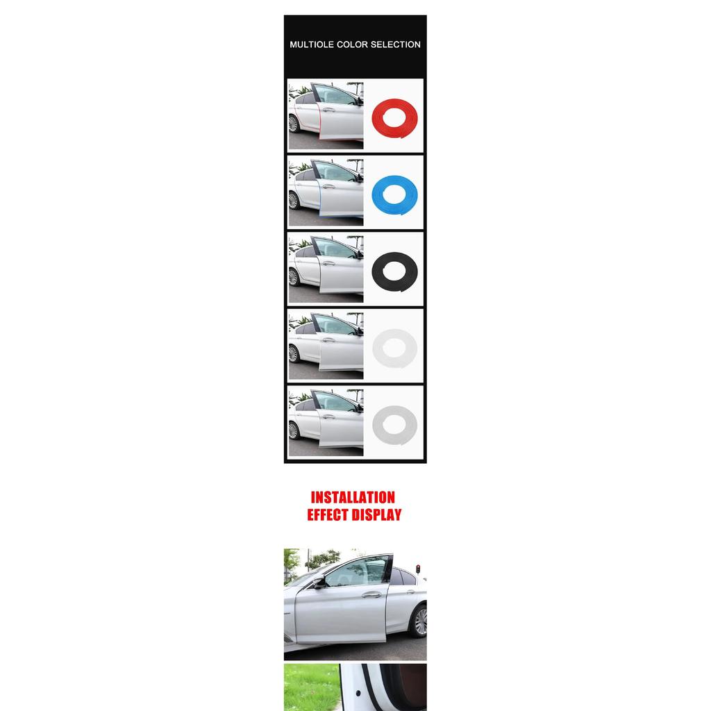 5M Car Door Anti Collision Strip with Steel Disc Bumper Trim Edge Scratch Protector Strip Sealing Guard Styling Car Decor Interior Mirrors 6