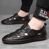 2025 Summer Shoes Men Sandals Genuine Leather Flat Non-slip Soft Cow Leather Summer Male Footwear Black Brown