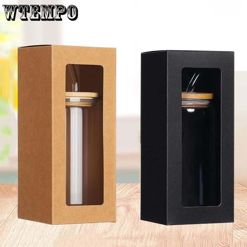 WTEMPO Clear Window Paper Party Favor Boxes DIY Foldable Treat Handle Boxes Daily Presents Packaging Boxes Perfect for Birthday Wedding Christmas