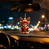 Christmas Car Rearview Mirror Accessories Santa Cat Ornament, Acrylic Hanging Decor with Backpack Charms Reindeer Antlers, 2D Cute Bag Charm