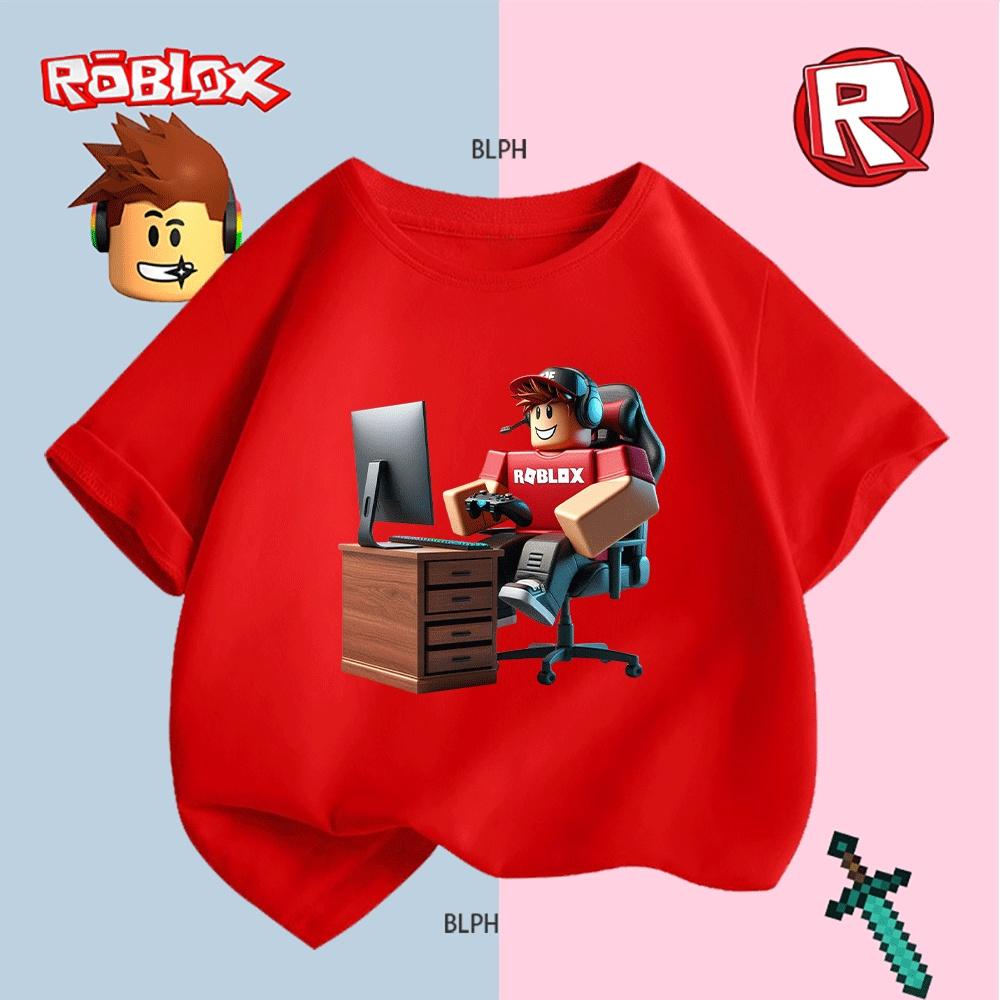 Очаровательная детская футболка с принтом персонажа Roblox, удобная и стильная футболка в игровом стиле для юных геймеров