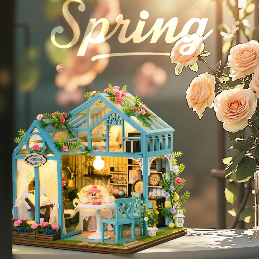 CRESYMME Dollhouse Miniature Kit Wooden 3D Puzzle DIY Handmade For Adults (Flower Dreamland)