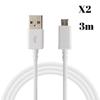 Micro USB Cable - Phonillico - 3 Meters - Set of 2 - Compatible Huawei MediaPad T5/T3/M5 Lite/T8