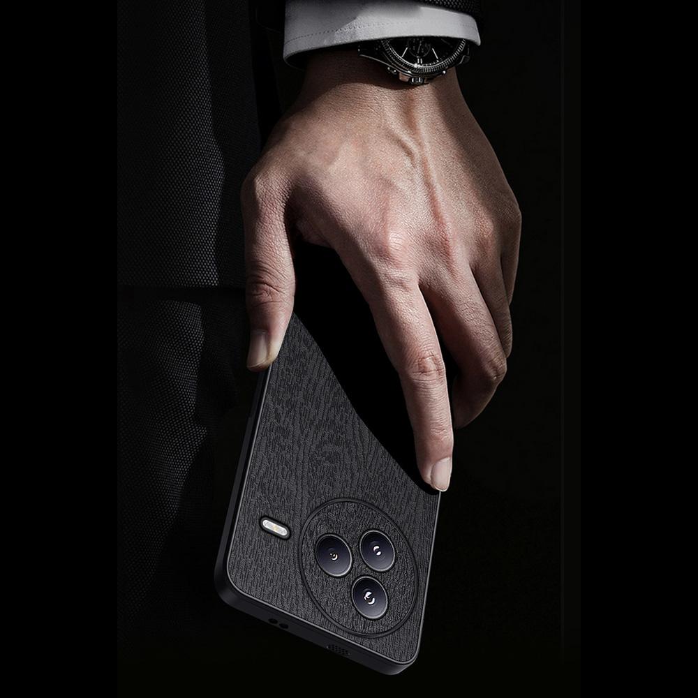 For Xiaomi Civi 5 Pro 5G Case Wood Texture PU Leather Coated PC TPU Phone Cover