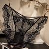 Low Waisted Sexy Lace Underwear Women's Embroidery Transparent Thin Hollow Mesh Tempting Panties