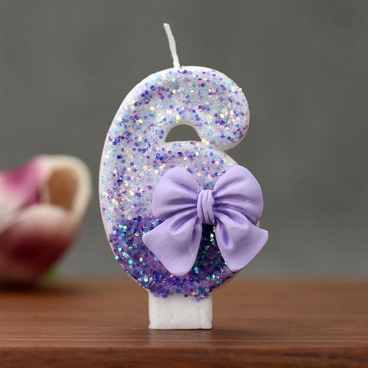 Cute Pink Bow Children's Birthday Candle Decoration for Cake
