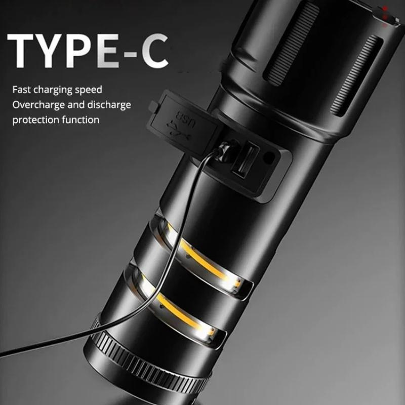 3 In 1 White Laser Flashlight Power Bank Feature IPX4 Waterproof Standard Digital Display Zoom Function Emergency Preparedness High Power