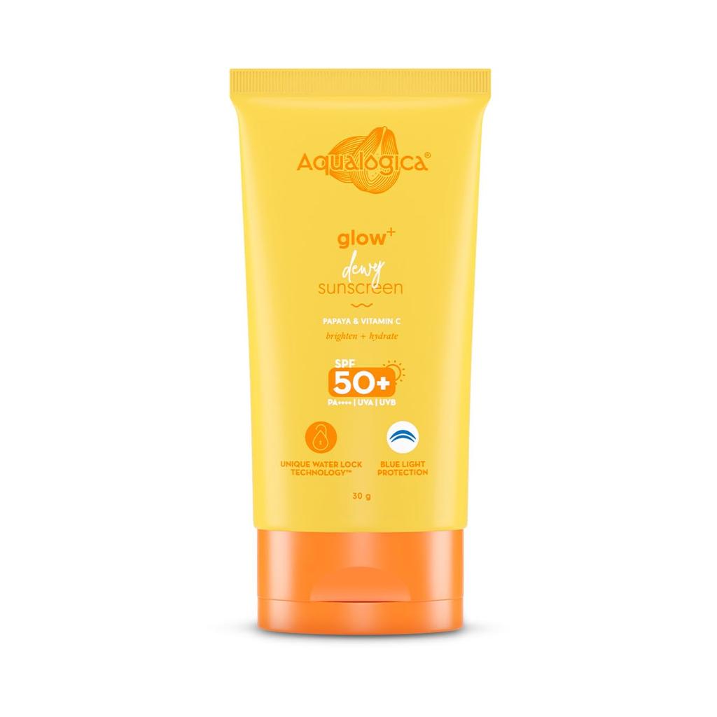 Aqualogica Glow+ Dewy Sunscreen Gel SPF 50 PA++++ Hydrating Lightweight UV Blue Light Protection 30 g For All Skin