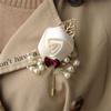 Party Charm Gift Pearl Beaded Brooch Rose Flower Corsage Bride Groom Wedding Boutonniere