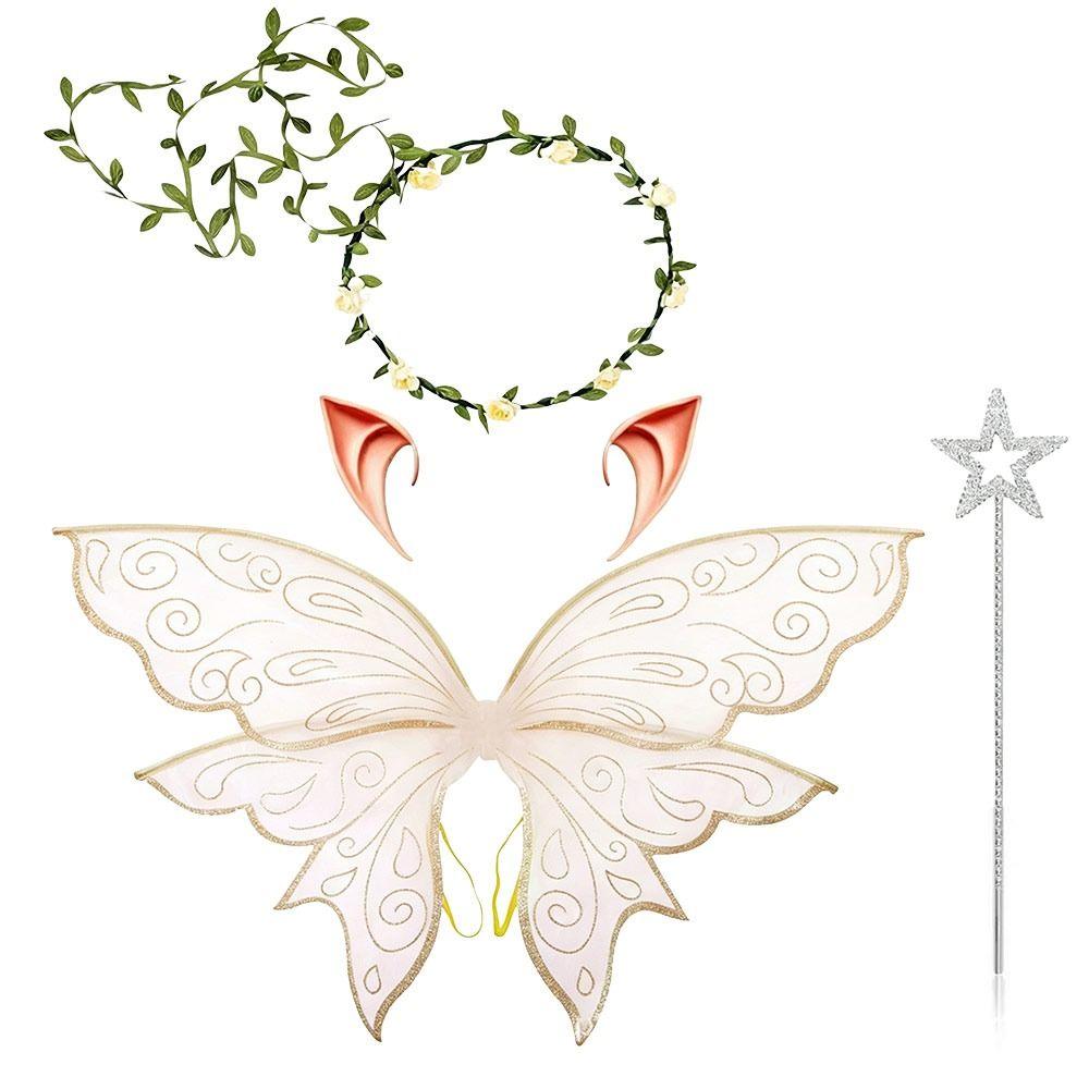 4Pcs Party Dress Up Butterfly Fairy Wings Set Lightweight Dress Up Wings Women Girls