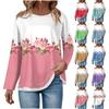 Women's Casual Fashion Vintage Printed Long Sleeve O-Neck Sweatshirt Layer Pullover Top