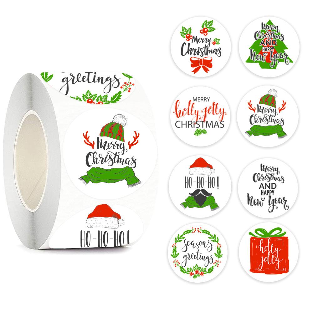50-500Pcs 2.5cm Christmas Seal Sticker Christmas Tree Elk Candy Bag Seal Sticker Christmas Gift Box Label Decoration 1 Inch