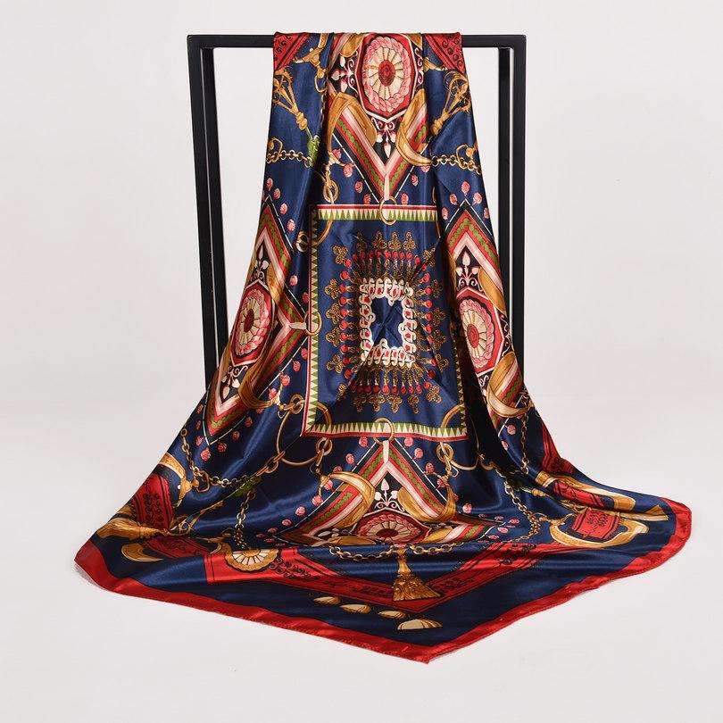 [BYSIFA] Autumn Winter Ladies Scarves New Accessories Women Large Silk Square Scarves New Wine Red Paisley Muslim Islamic Scarf