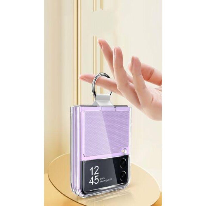 Transparent Protective Case with Metal Ring for Samsung Galaxy Z Flip3 5G