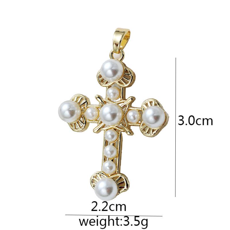 Подвеска из микроциркония с медной инкрустацией, крест, сохраняющий цвет, аксессуары для ожерелья из меди с позолотой.