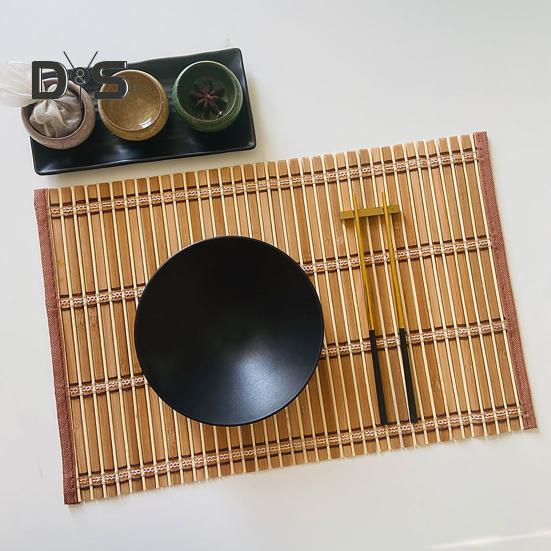 Bamboo Woven Placemat Retangle Shape Thickened Heat-Resistant Oil-Resistant Non-Slip Parties Weddings Banquets Table Decoration Dining Kitchen Mat